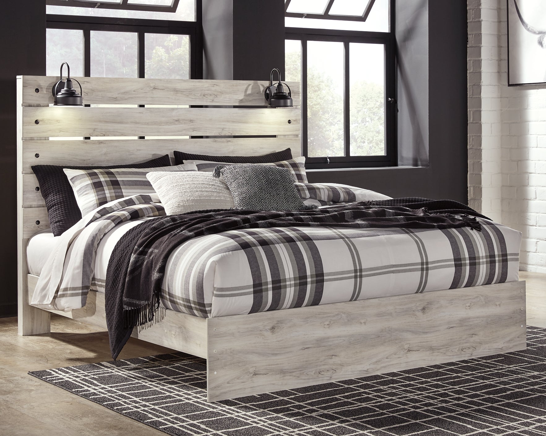 Cambeck King Panel Bed with Mirrored Dresser and 2 Nightstands Rent Wise Rent To Own Jacksonville, Florida