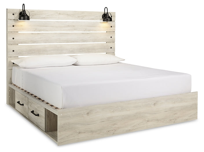 Cambeck Queen Panel Bed with 2 Storage Drawers with Mirrored Dresser and 2 Nightstands Rent Wise Rent To Own Jacksonville, Florida