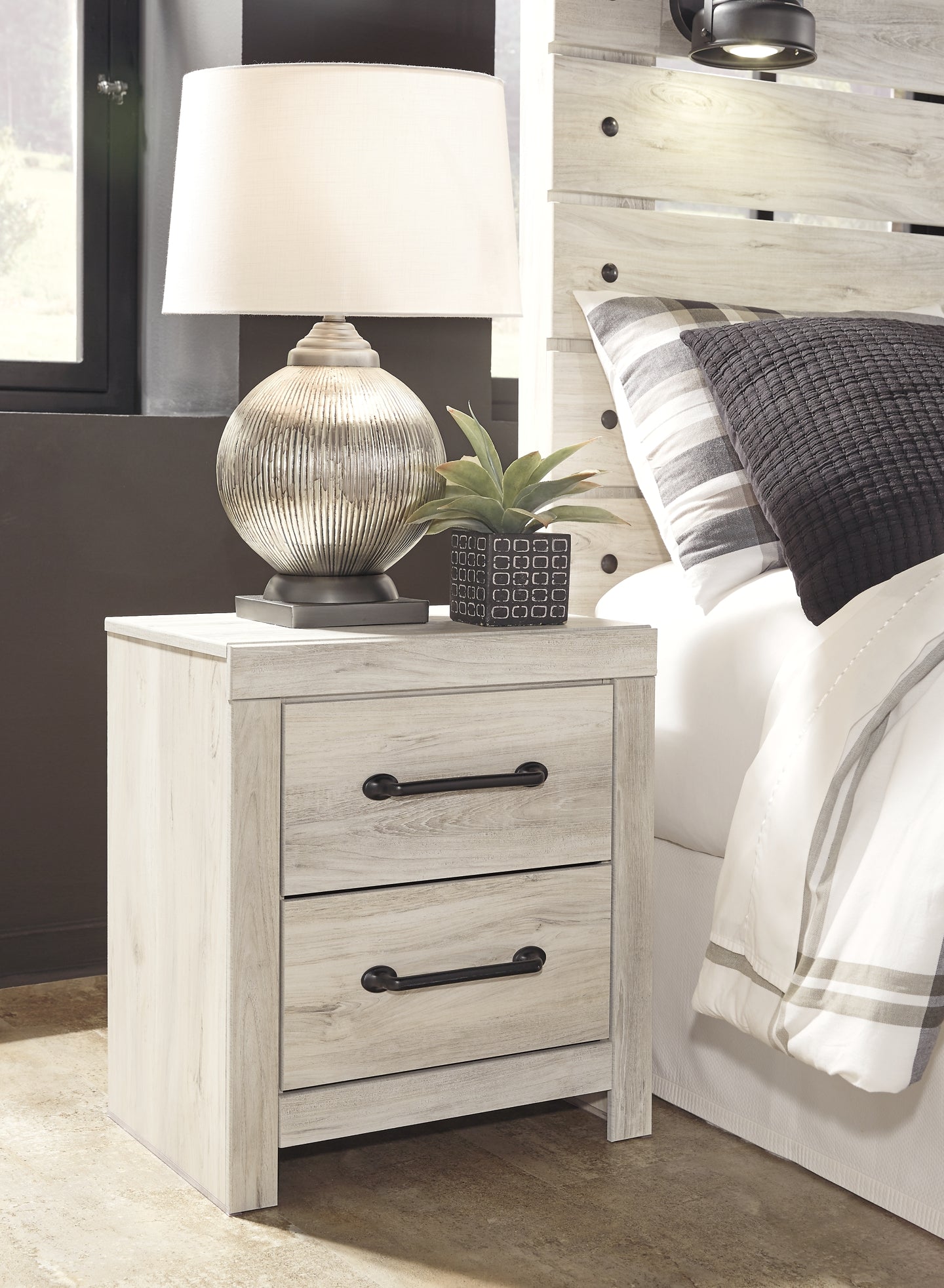 Cambeck Queen Panel Bed with 4 Storage Drawers with Mirrored Dresser, Chest and 2 Nightstands Rent Wise Rent To Own Jacksonville, Florida