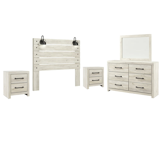 Cambeck Queen Panel Headboard with Mirrored Dresser and 2 Nightstands Rent Wise Rent To Own Jacksonville, Florida