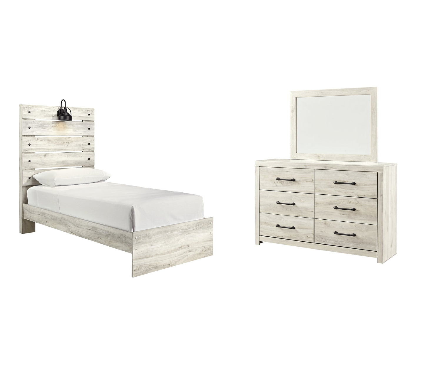 Cambeck Twin Panel Bed with Mirrored Dresser Rent Wise Rent To Own Jacksonville, Florida