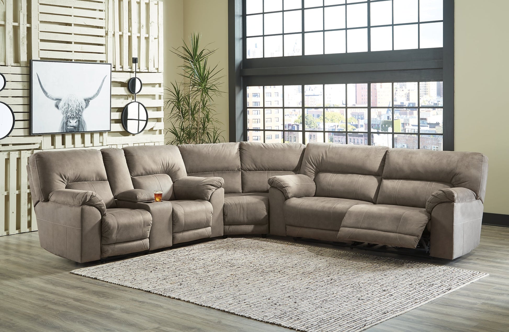 Cavalcade 3-Piece Reclining Sectional Rent Wise Rent To Own Jacksonville, Florida