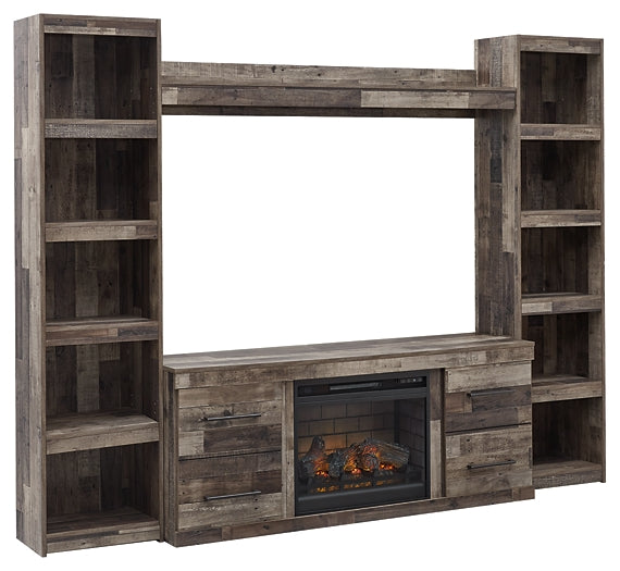 Derekson 4-Piece Entertainment Center with Electric Fireplace Rent Wise Rent To Own Jacksonville, Florida