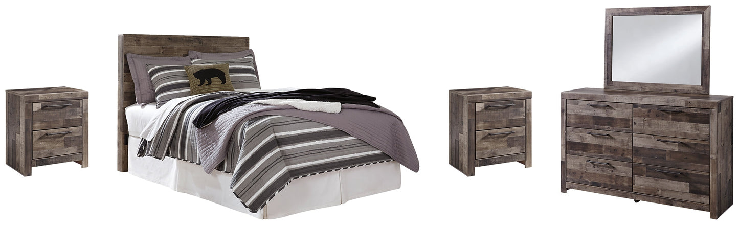 Derekson Full Panel Headboard with Mirrored Dresser and 2 Nightstands Rent Wise Rent To Own Jacksonville, Florida