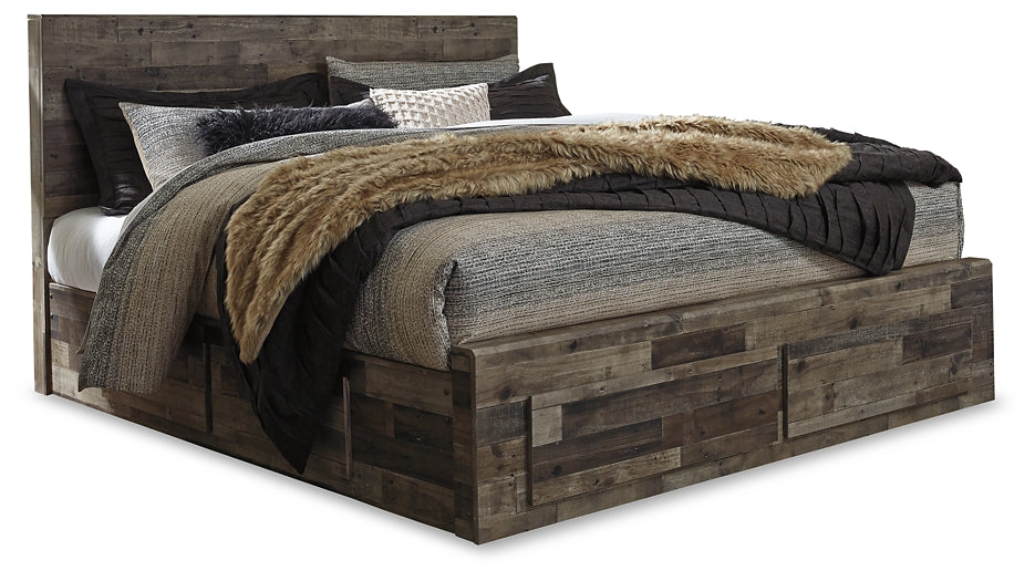 Derekson King Panel Bed with 6 Storage Drawers with Mirrored Dresser and Chest Rent Wise Rent To Own Jacksonville, Florida