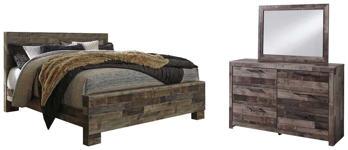 Derekson King Panel Bed with Mirrored Dresser Rent Wise Rent To Own Jacksonville, Florida