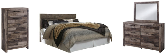 Derekson King Panel Headboard with Mirrored Dresser and Chest Rent Wise Rent To Own Jacksonville, Florida