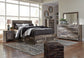 Derekson Queen Panel Bed with 6 Storage Drawers with Mirrored Dresser, Chest and 2 Nightstands Rent Wise Rent To Own Jacksonville, Florida