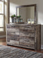 Derekson Queen Panel Bed with 6 Storage Drawers with Mirrored Dresser Rent Wise Rent To Own Jacksonville, Florida