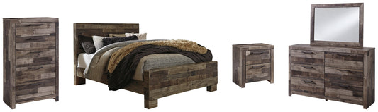 Derekson Queen Panel Bed with Mirrored Dresser, Chest and Nightstand Rent Wise Rent To Own Jacksonville, Florida