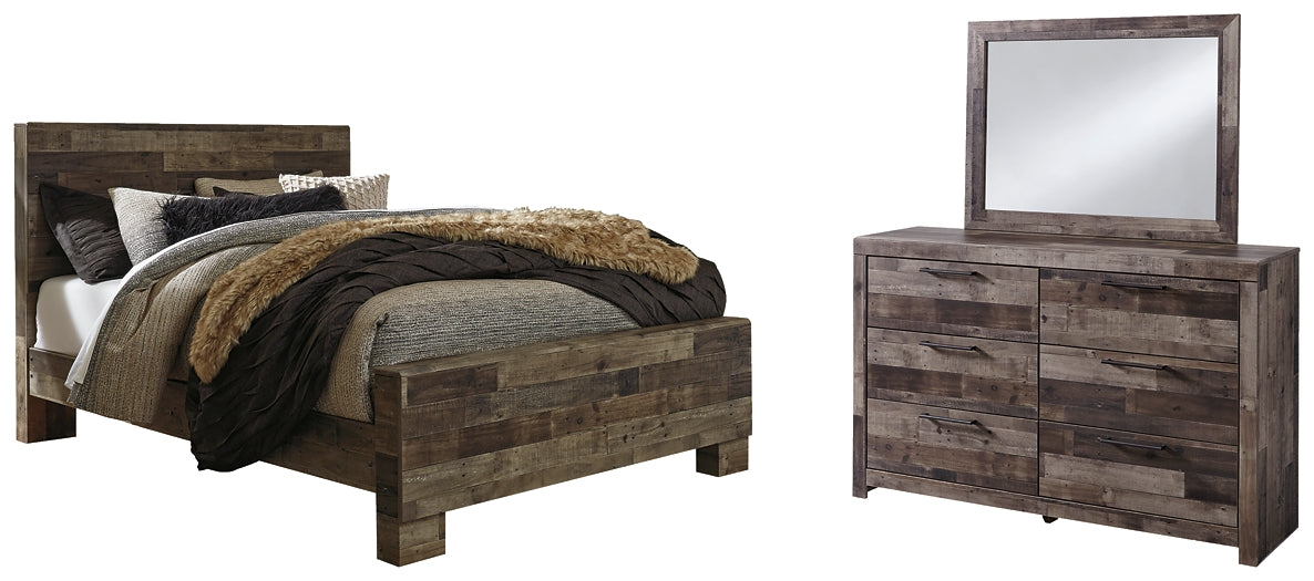 Derekson Queen Panel Bed with Mirrored Dresser Rent Wise Rent To Own Jacksonville, Florida