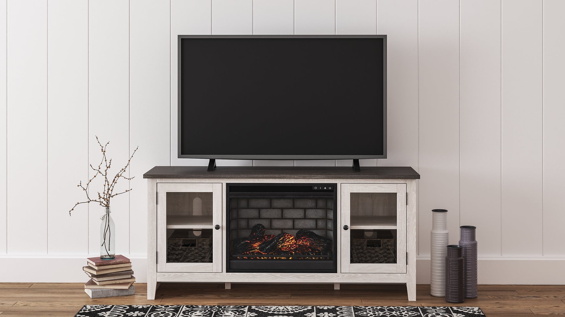 Dorrinson 60" TV Stand with Electric Fireplace Rent Wise Rent To Own Jacksonville, Florida