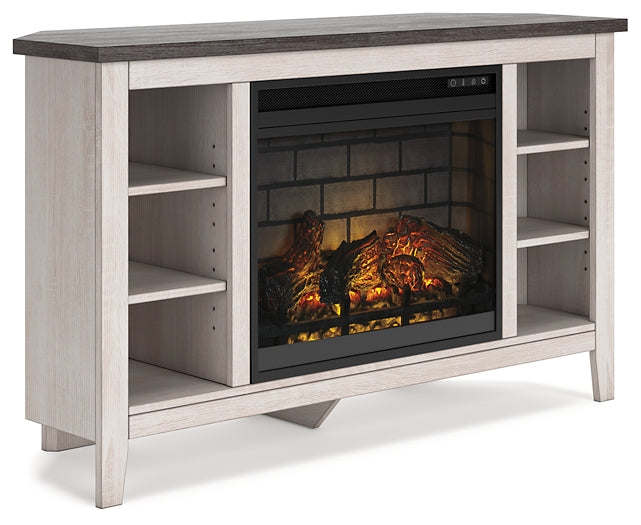 Dorrinson Corner TV Stand with Electric Fireplace Rent Wise Rent To Own Jacksonville, Florida