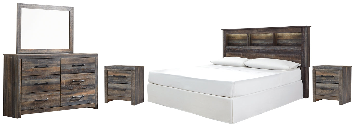 Drystan King/California King Bookcase Headboard with Mirrored Dresser and 2 Nightstands Rent Wise Rent To Own Jacksonville, Florida