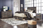 Drystan King Panel Bed with 4 Storage Drawers with Mirrored Dresser and 2 Nightstands Rent Wise Rent To Own Jacksonville, Florida