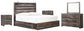 Drystan King Panel Bed with 4 Storage Drawers with Mirrored Dresser and 2 Nightstands Rent Wise Rent To Own Jacksonville, Florida