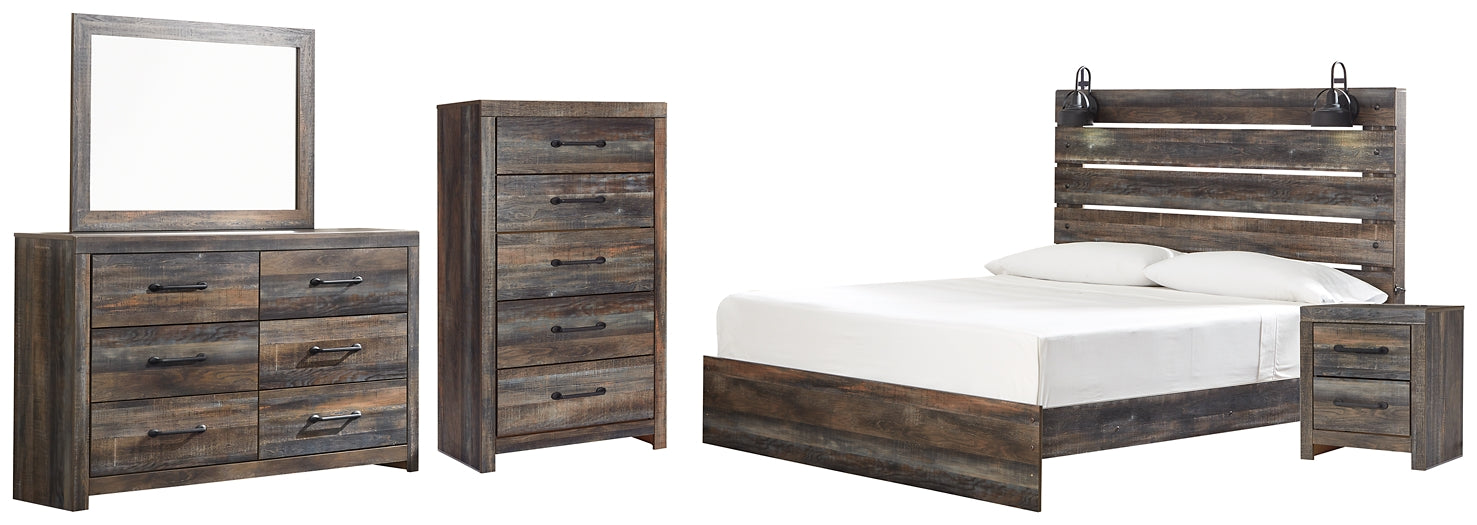 Drystan King Panel Bed with Mirrored Dresser, Chest and Nightstand Rent Wise Rent To Own Jacksonville, Florida