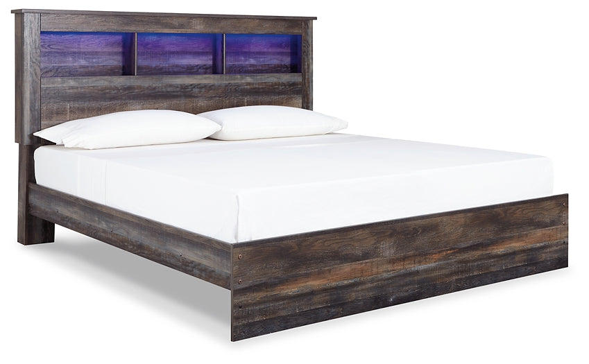 Drystan King Panel Bookcase Bed with Mirrored Dresser, Chest and 2 Nightstands Rent Wise Rent To Own Jacksonville, Florida