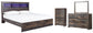 Drystan King Panel Bookcase Bed with Mirrored Dresser and Chest Rent Wise Rent To Own Jacksonville, Florida