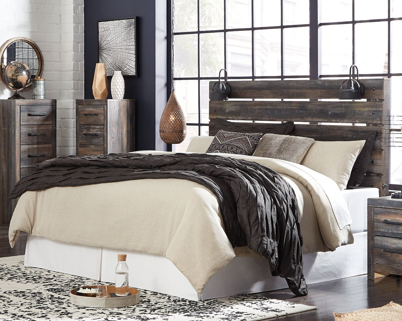 Drystan King Panel Headboard with Mirrored Dresser, Chest and 2 Nightstands Rent Wise Rent To Own Jacksonville, Florida