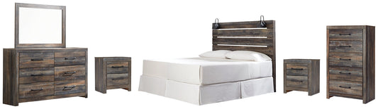 Drystan King Panel Headboard with Mirrored Dresser, Chest and 2 Nightstands Rent Wise Rent To Own Jacksonville, Florida