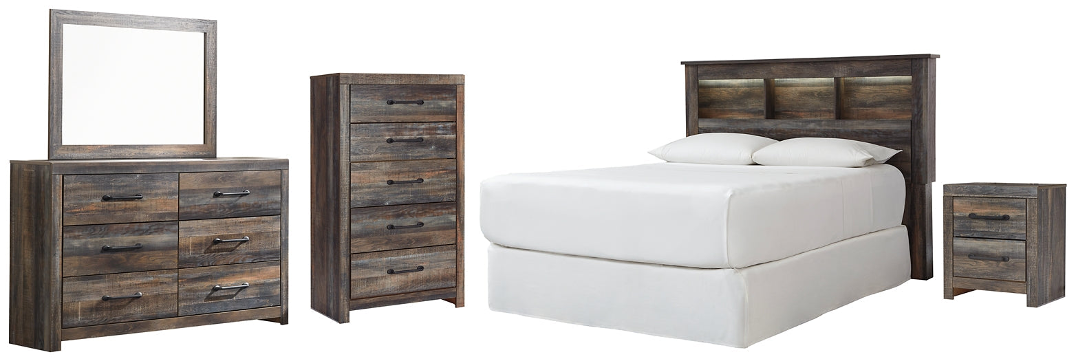 Drystan Queen/Full Bookcase Headboard with Mirrored Dresser, Chest and Nightstand Rent Wise Rent To Own Jacksonville, Florida