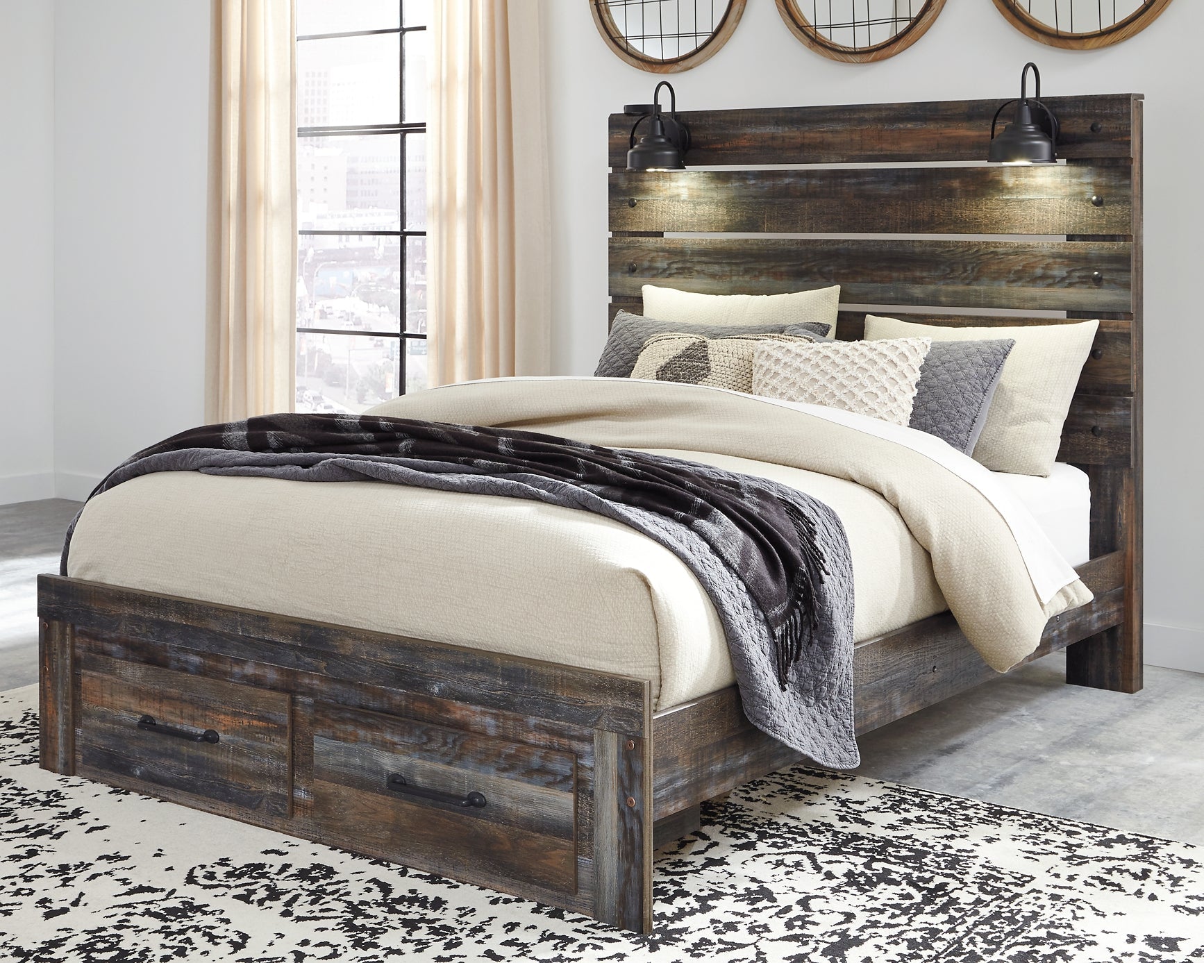 Drystan Queen Panel Bed with 2 Storage Drawers Rent Wise Rent To Own Jacksonville, Florida