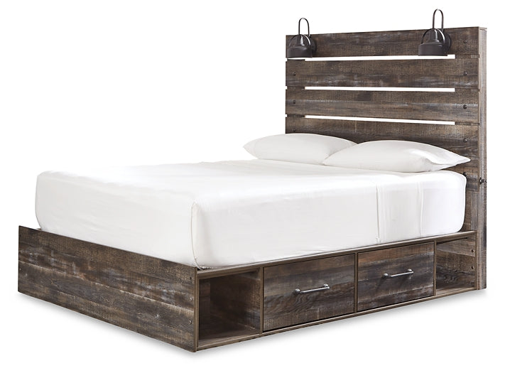 Drystan Queen Panel Bed with 2 Storage Drawers with Mirrored Dresser, Chest and Nightstand Rent Wise Rent To Own Jacksonville, Florida