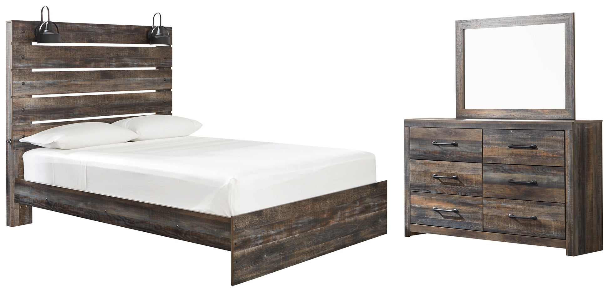 Drystan Queen Panel Bed with Mirrored Dresser Rent Wise Rent To Own Jacksonville, Florida