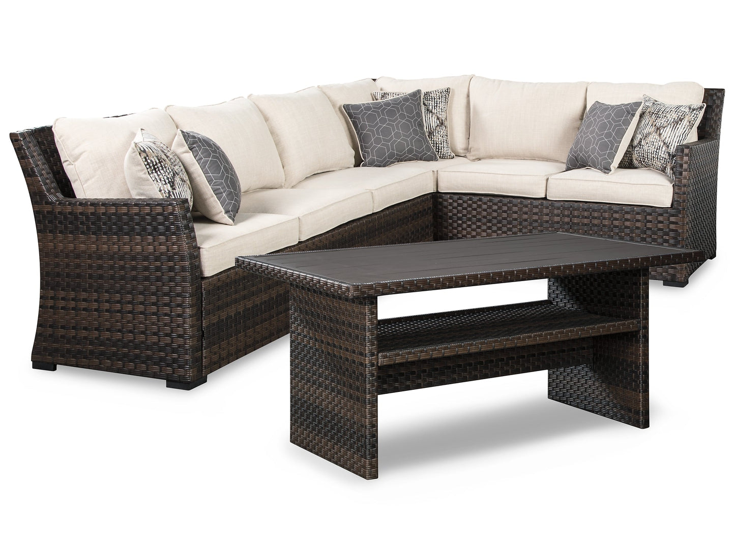 Easy Isle 3-Piece Sofa Sectional and Chair with Table Rent Wise Rent To Own Jacksonville, Florida