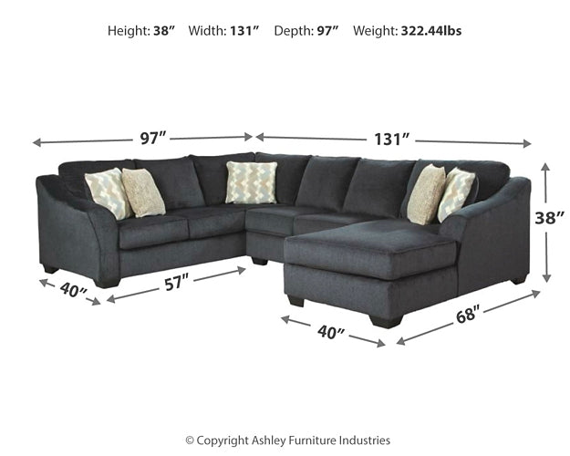 Eltmann 3-Piece Sectional with Chaise Rent Wise Rent To Own Jacksonville, Florida