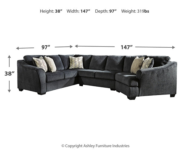 Eltmann 3-Piece Sectional with Cuddler Rent Wise Rent To Own Jacksonville, Florida