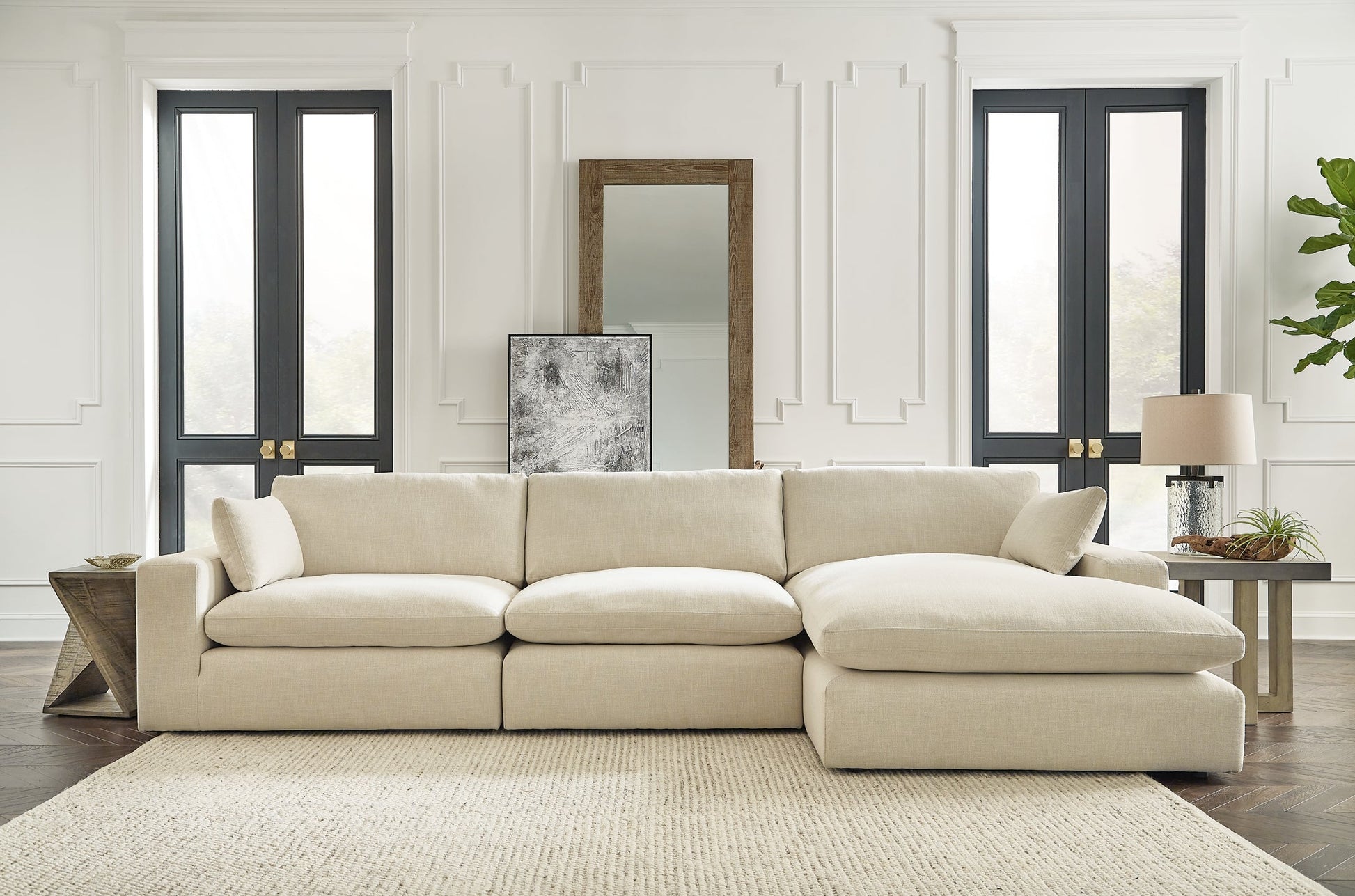 Elyza 3-Piece Sectional with Ottoman Rent Wise Rent To Own Jacksonville, Florida