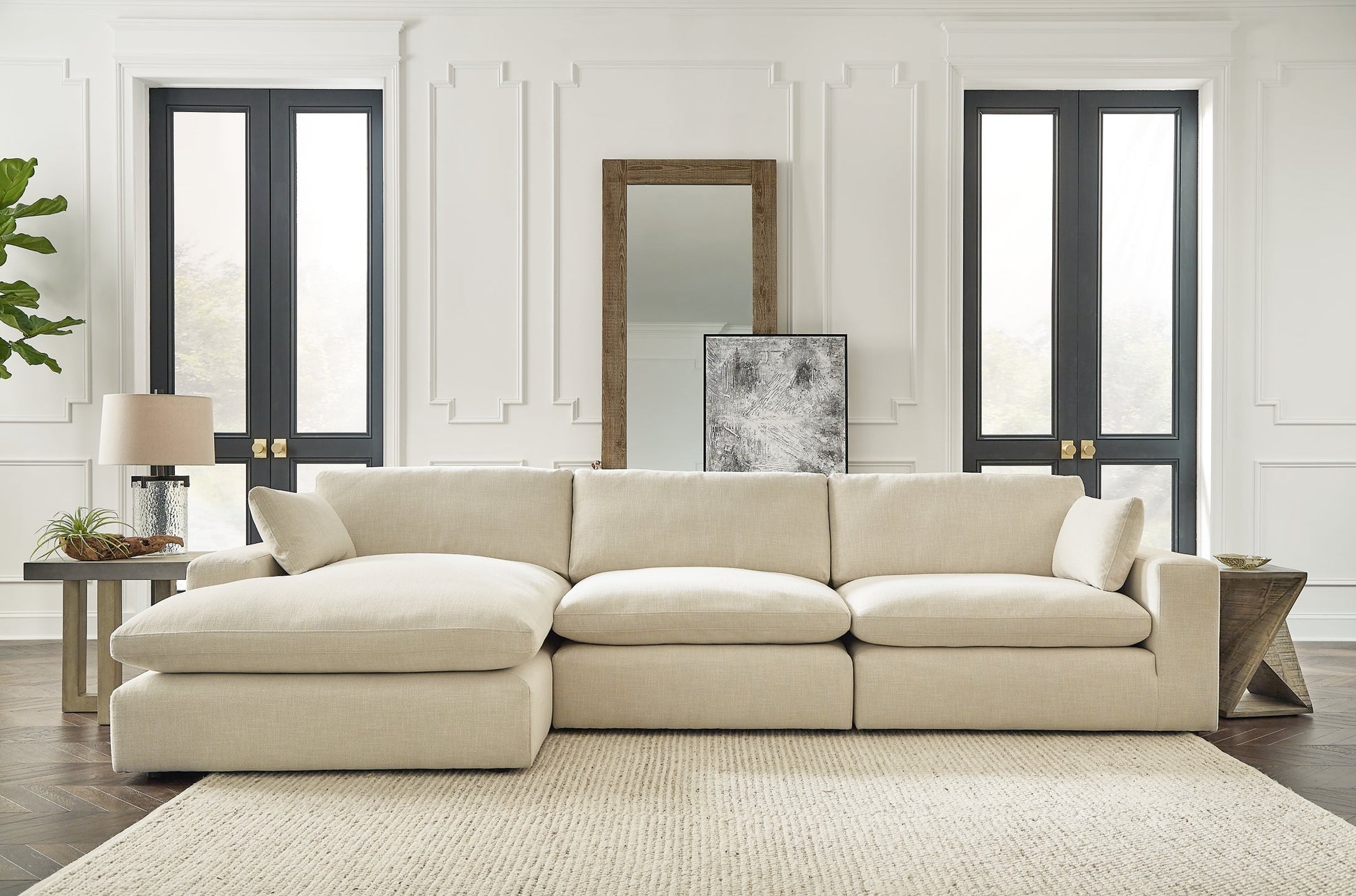 Elyza 3-Piece Sectional with Ottoman Rent Wise Rent To Own Jacksonville, Florida