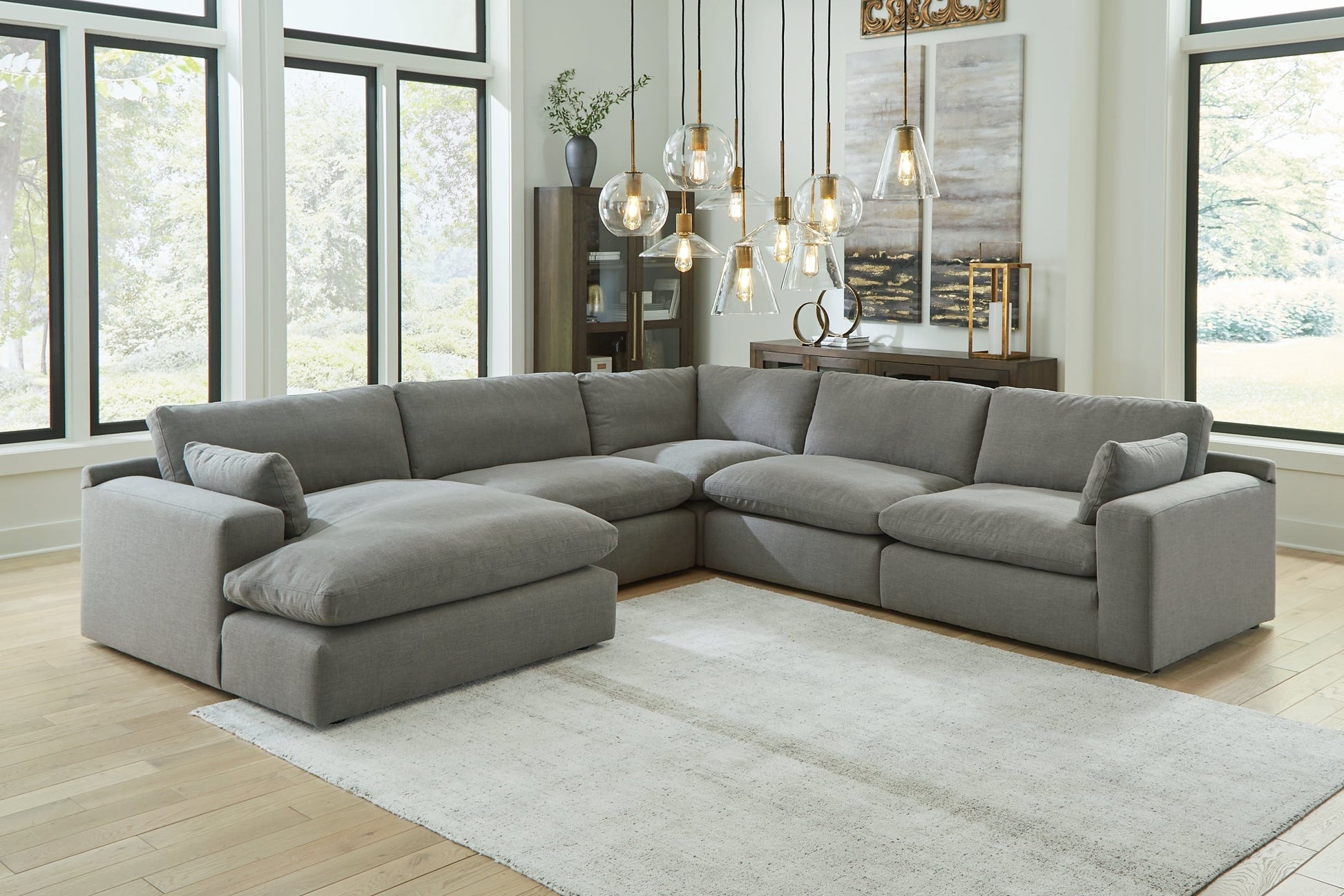 Elyza 5-Piece Sectional with Chaise Rent Wise Rent To Own Jacksonville, Florida