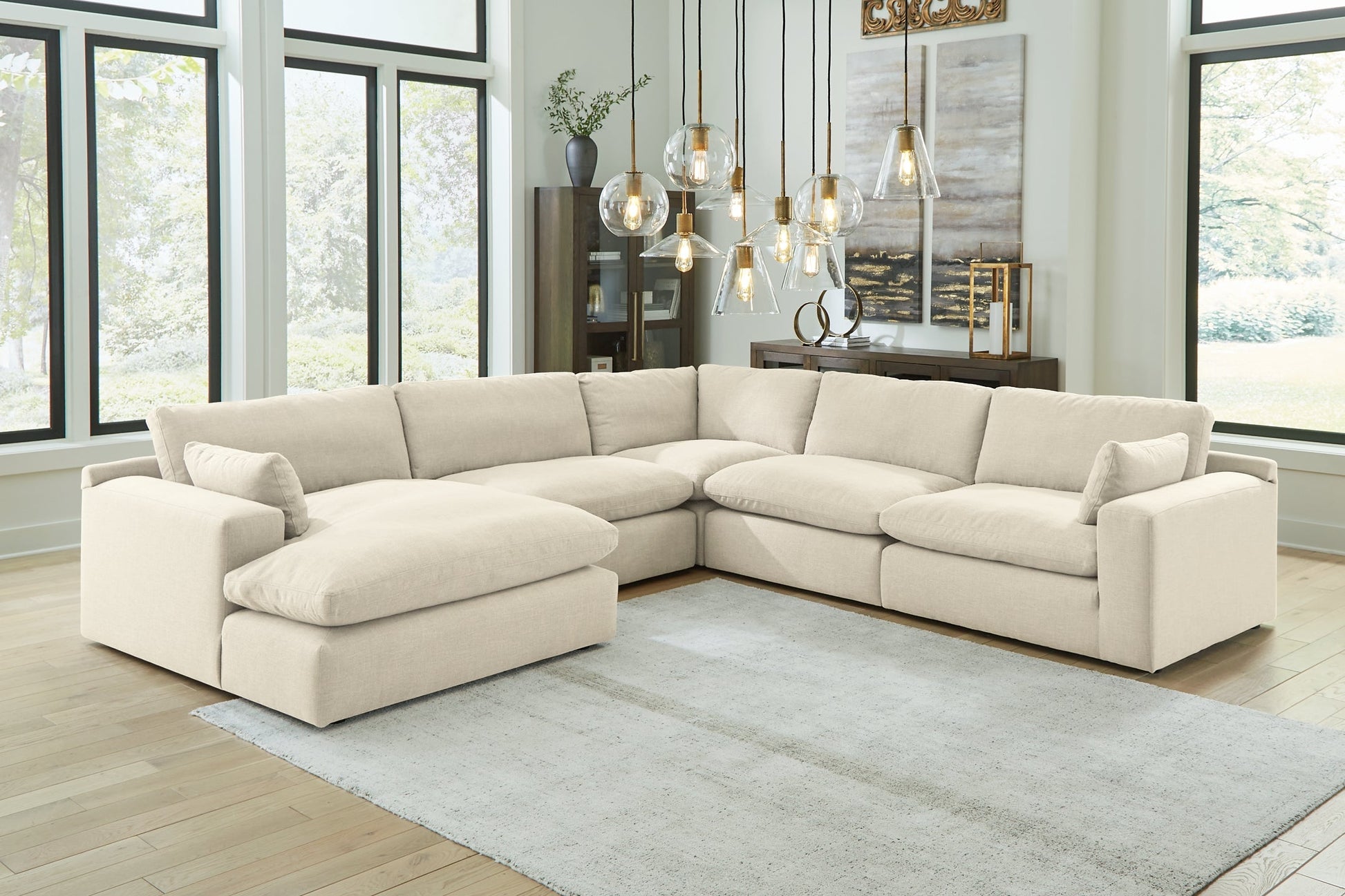 Elyza 5-Piece Sectional with Chaise Rent Wise Rent To Own Jacksonville, Florida