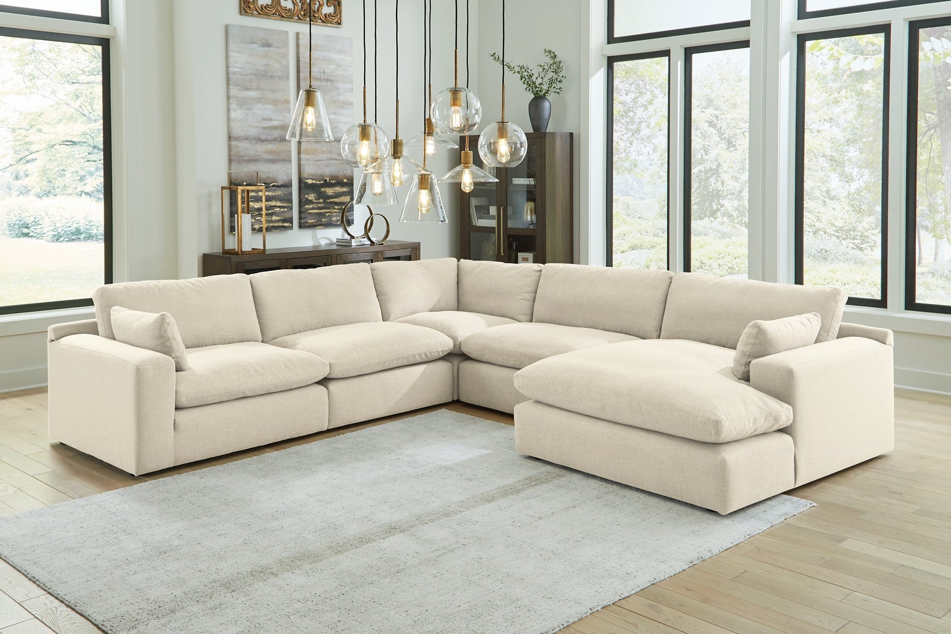 Elyza 5-Piece Sectional with Chaise Rent Wise Rent To Own Jacksonville, Florida