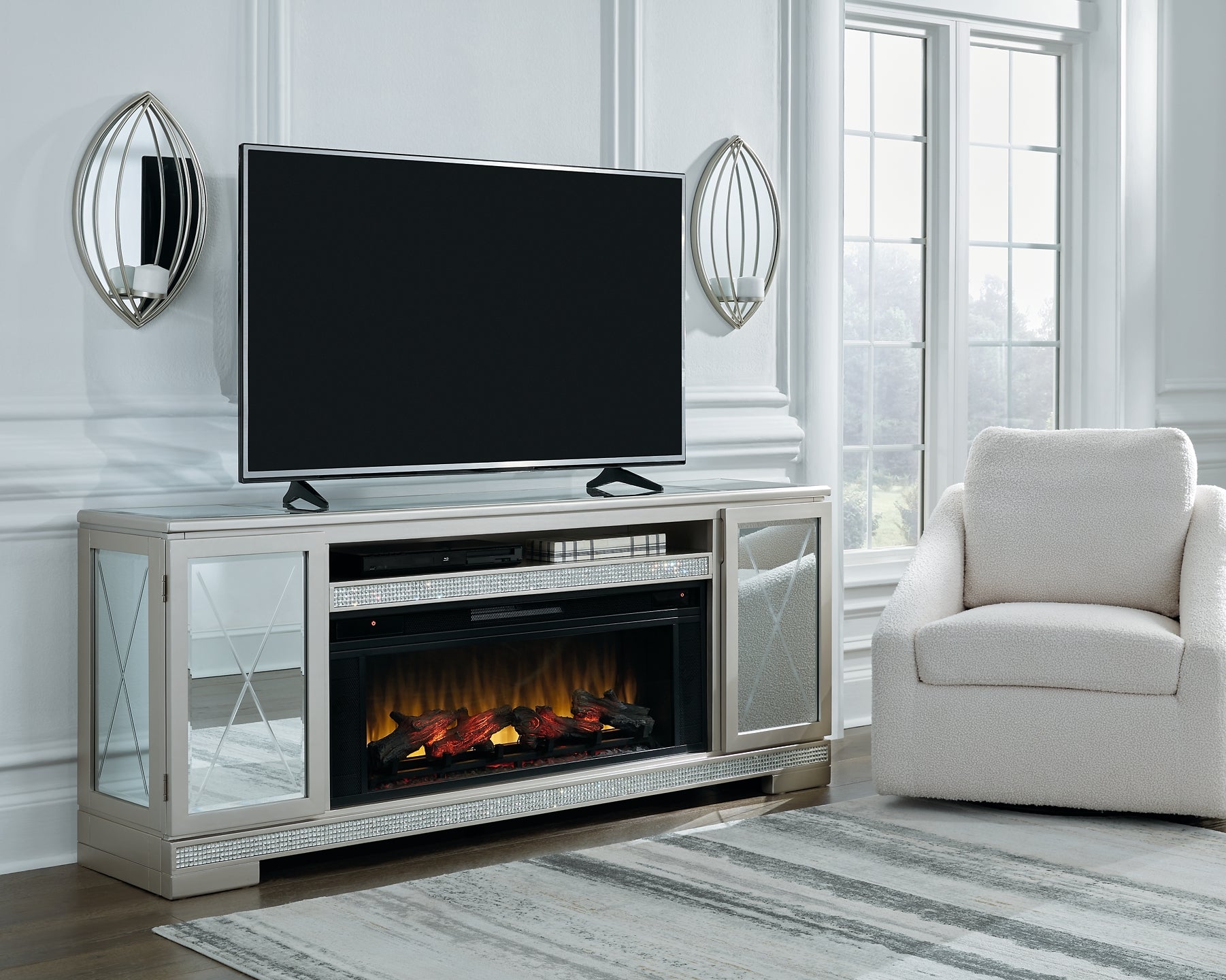 Flamory 72" TV Stand with Electric Fireplace Rent Wise Rent To Own Jacksonville, Florida