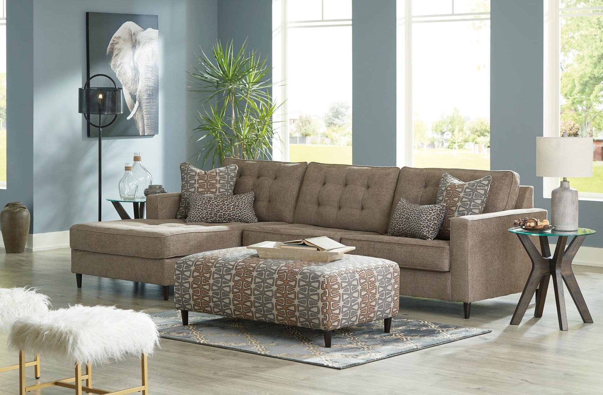 Flintshire 2-Piece Sectional with Ottoman Rent Wise Rent To Own Jacksonville, Florida