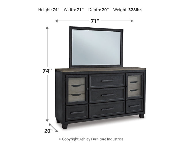 Foyland California King Panel Storage Bed with Mirrored Dresser, Chest and 2 Nightstands Rent Wise Rent To Own Jacksonville, Florida