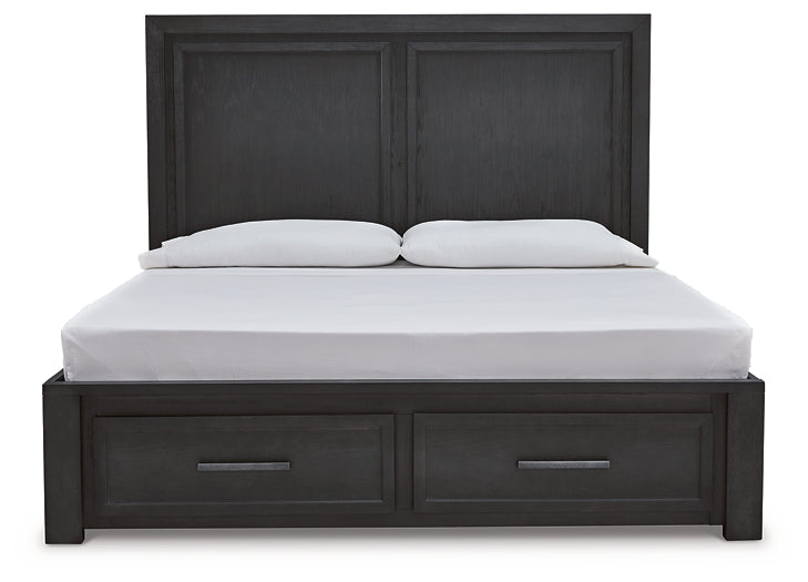 Foyland California King Panel Storage Bed with Mirrored Dresser, Chest and 2 Nightstands Rent Wise Rent To Own Jacksonville, Florida