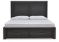 Foyland California King Panel Storage Bed with Mirrored Dresser, Chest and 2 Nightstands Rent Wise Rent To Own Jacksonville, Florida