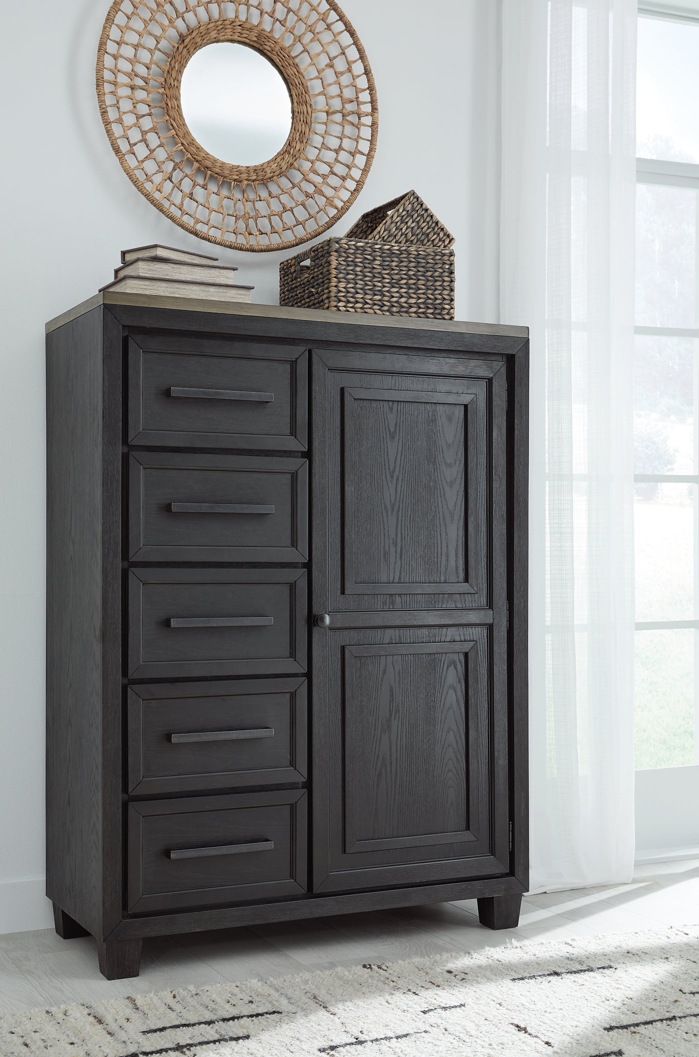 Foyland California King Panel Storage Bed with Mirrored Dresser, Chest and 2 Nightstands Rent Wise Rent To Own Jacksonville, Florida