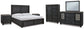 Foyland California King Panel Storage Bed with Mirrored Dresser, Chest and 2 Nightstands Rent Wise Rent To Own Jacksonville, Florida