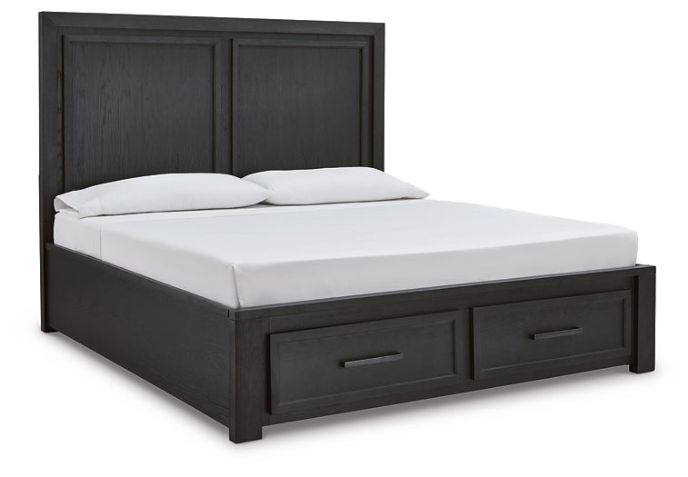 Foyland California King Panel Storage Bed with Mirrored Dresser and 2 Nightstands Rent Wise Rent To Own Jacksonville, Florida