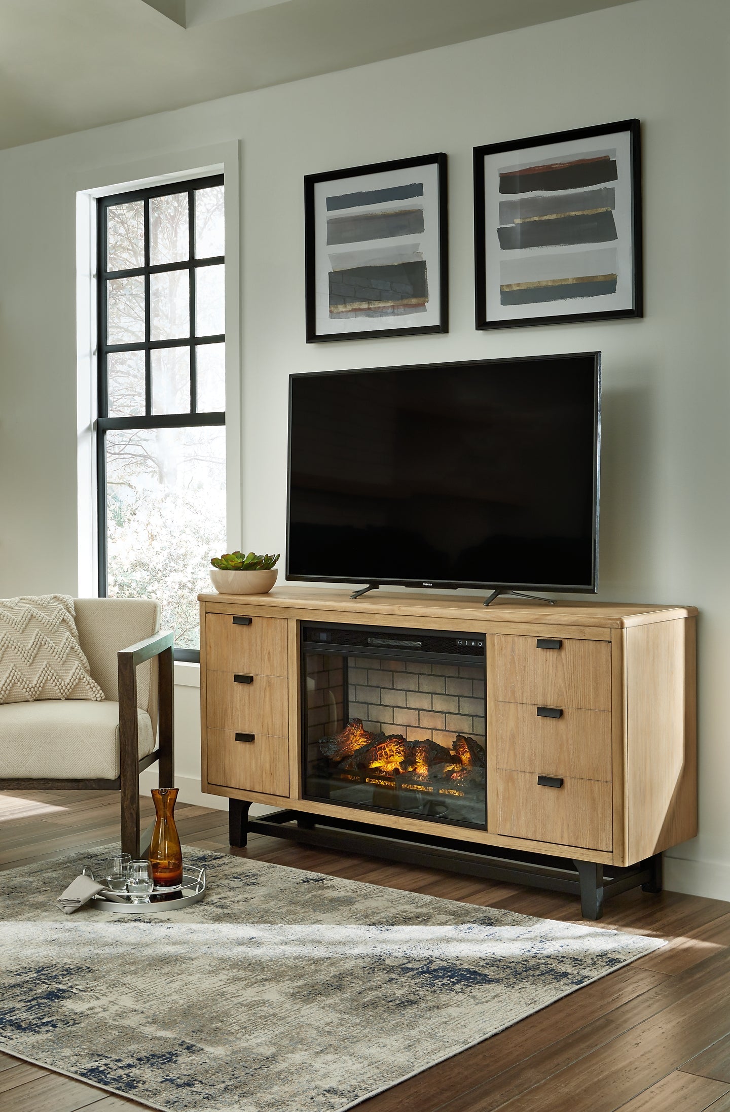 Freslowe TV Stand with Electric Fireplace Rent Wise Rent To Own Jacksonville, Florida