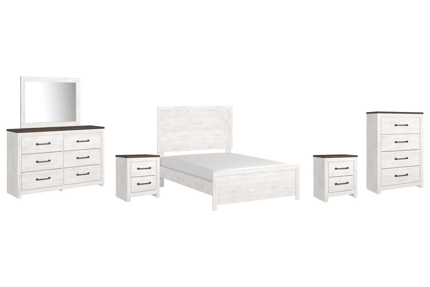 Gerridan Full Panel Bed with Mirrored Dresser, Chest and 2 Nightstands Rent Wise Rent To Own Jacksonville, Florida