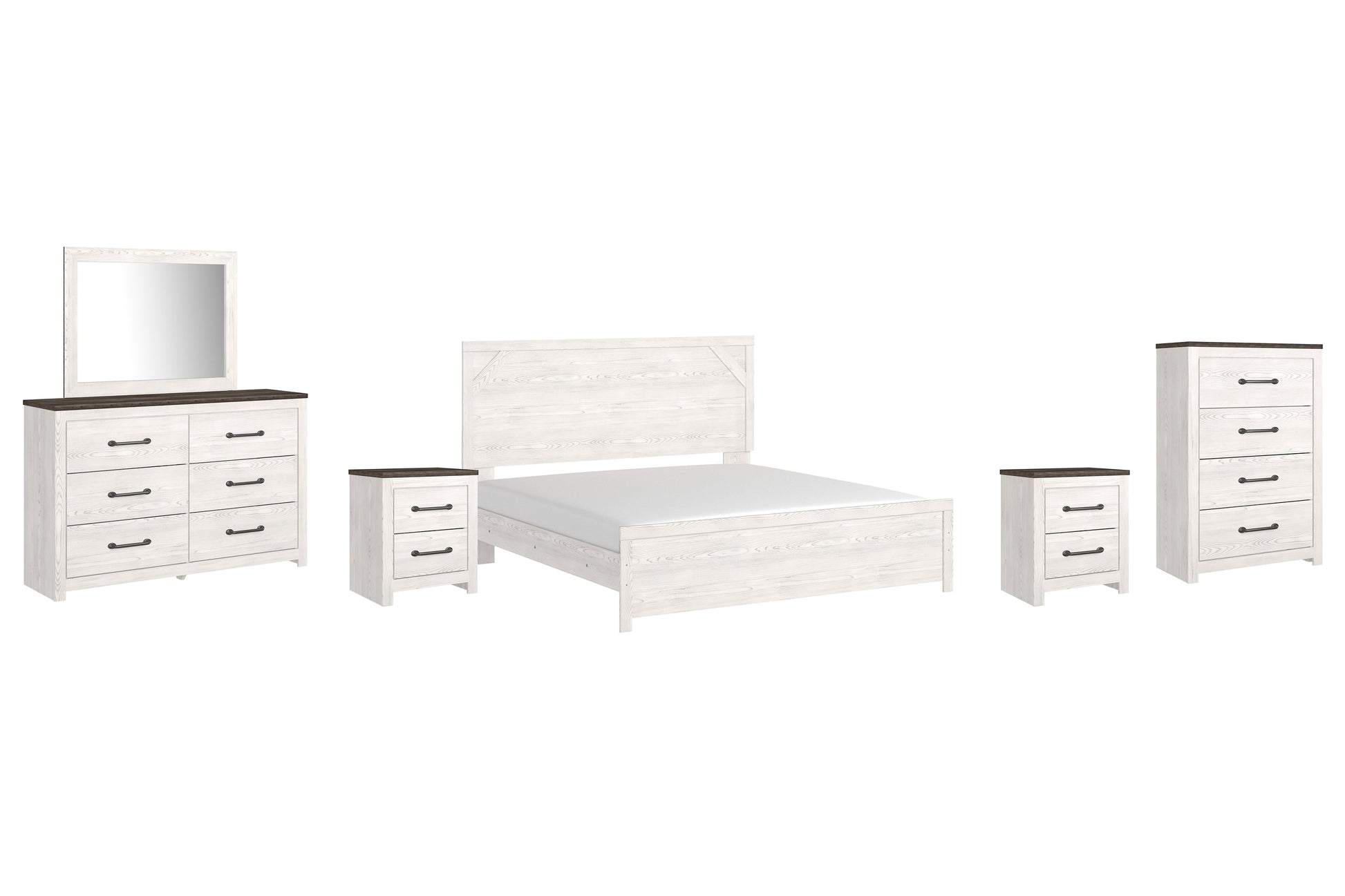Gerridan King Panel Bed with Mirrored Dresser, Chest and 2 Nightstands Rent Wise Rent To Own Jacksonville, Florida