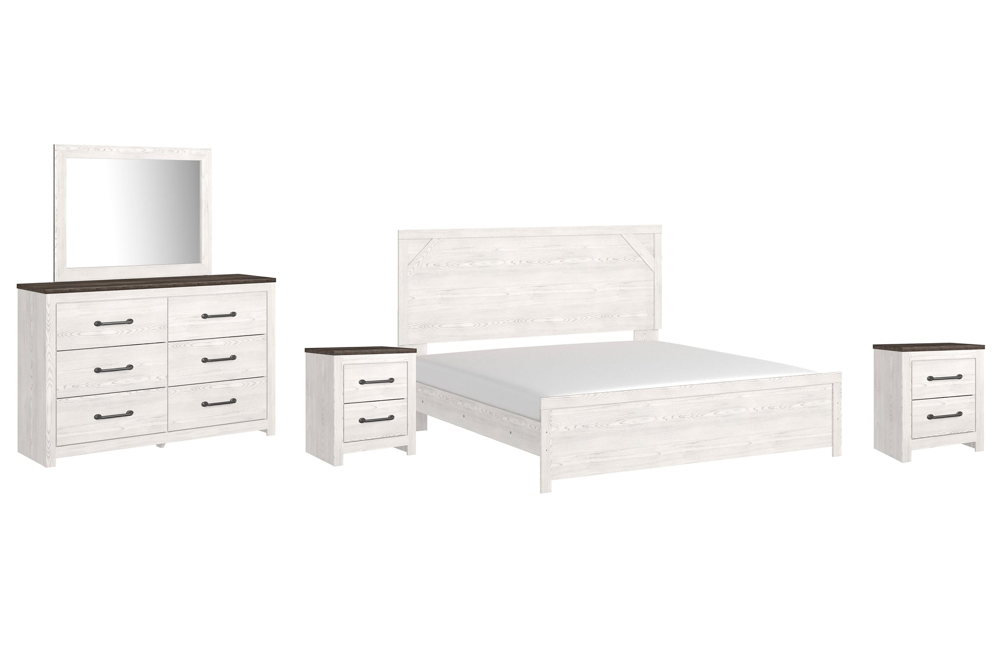 Gerridan King Panel Bed with Mirrored Dresser and 2 Nightstands Rent Wise Rent To Own Jacksonville, Florida