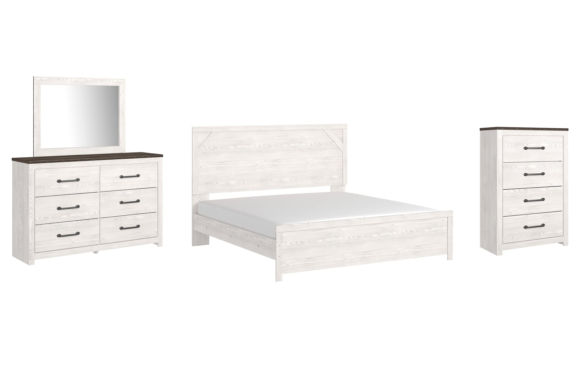 Gerridan King Panel Bed with Mirrored Dresser and Chest Rent Wise Rent To Own Jacksonville, Florida